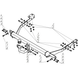 91601-A MOTODOR Фаркоп с оцинкованным шаром на Citroen Berlingo L1,L2 2008-2018, 2018-, Peugeot Partner L1,L2 2008-2018, 2018-, Opel Combo L1 2018-, Peugeot Rifter L1 2019-, Toyota Proace City L1 2019-, FIAT Doblo L1 2022- без