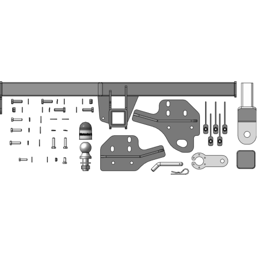 98603-E MOTODOR Фаркоп с оцинкованным шаром на Oting Paladin 2023- без снятия и выреза бампера. Тип шара: E. Нагрузки 2000/100 кг, масса фаркопа 22,5 кг (без электрики в комплекте)