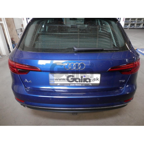 A052A GALIA Полностью оцинкованный фаркоп на Audi A4 седан/универсал 2016-2024, Audi A4 Allroad Quattro 2016-2024, Audi A5 2016-2024. Подрозетник убирается за бампер. Тип шара: A. Невидимый вырез бампера. Нагрузки: 2100/90 кг, масса фаркопа 16,92 кг