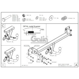 B022C GALIA Полностью оцинкованный фаркоп на BMW 5-Series E60 седан / E61 универсал 2003-2010, в т.ч. подходит с M-пакет. Подрозетник убирается за бампер. Тип ша