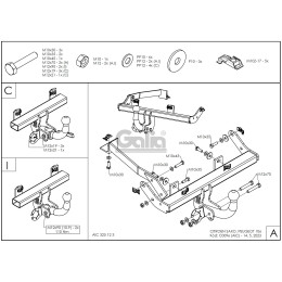 C009C GALIA Полностью оцинкованный фаркоп на Citroen Saxo 1995-2003, Peugeot 106 1995-2003. Тип шара: C (горизонтальный съемный). Установка без снятия и выреза бампер