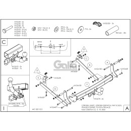 C050C GALIA Полностью оцинкованный фаркоп на Citroen Jumpy 2006-2016, FIAT Scudo 2007-2016, Peugeot Expert 2007-2016, Toyota Proace 2013-2016, Citroen Dispatch 2006-2016 в т.ч. с парктрониками. Тип шара