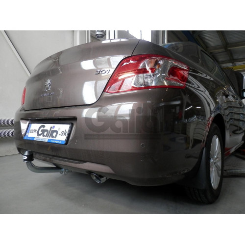 C064C GALIA Полностью оцинкованный фаркоп на Citroen C-Elysee 2013-2016, Peugeot 301 2013-2016. Подрозетник убирается за бампер. Тип шара: C (горизонтальный съемный). Установка без снятия и выреза бампера. Нагрузки 1200/60 кг, масса фаркопа 14,17 кг