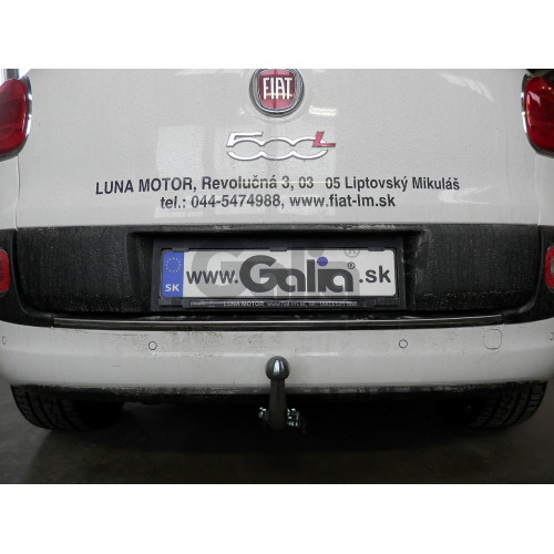 F117A GALIA Полностью оцинкованный фаркоп на FIAT 500L 2012-2022. Подрозетник убирается за бампер. Тип шара: A. Невидимый вырез бампера. Нагрузки: 1200/85 кг, масса фаркопа 12,52 кг