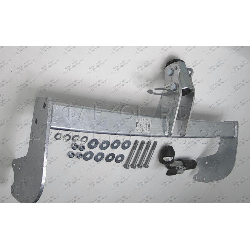F124C GALIA Полностью оцинкованный фаркоп на Ford Tourneo Custom 2012-2022, Ford Transit Custom 2012-2022. Тип шара: C (горизонтальный съемный). Установка без снятия и выреза бампера. Нагрузки: 2800/120 кг, масса фаркопа 16,97 кг