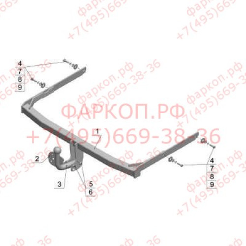 FD 21 AVTOS Фаркоп на Ford Fusion 2002-2012 без подрезки бампера. Тип шара: A. Нагрузки: 900/50 кг, масса фаркопа 14,5 кг (без электрики в комплекте)