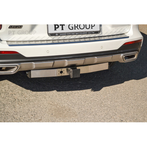 GAC-19-991124.00 PT GROUP Распродажа! Фаркоп с нержавеющей накладкой на GAC GS8 2019-2023 без подрезки бампера. Тип шара: E (легкосъемный шар под квадрат). Нагрузки: 1100/75 кг, масса фаркопа 22,2 кг (без электрики в комплекте)