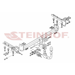 H-049 STEINHOF Фаркоп на Honda FR-V 2005-2010. Требуется подрезка бампера. Тип шара: AV (вертикальное быстросъемное крепление шара на ключе). Нагрузки: 1600/90 к