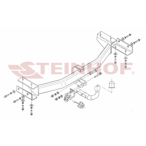H-247 STEINHOF Фаркоп на Hyundai ix35 2010-2015 без снятия и подрезки бампера. Тип шара: A. Нагрузки: 2000/80 кг, масса фаркопа 19,7 кг (без электрики в комплекте)