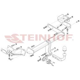 H-288 STEINHOF Фаркоп на Hyundai Santa Fe IV рестайлинг 2021-2023 без снятия и подрезки бампера. Тип шара: A. Нагрузки: 2500/120 кг, масса фаркопа 23,08 кг (без электрик
