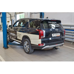 HPL-20-991122.00 PT GROUP Фаркоп на Hyundai Palisade 2021- (cборка РФ, Корея) без подрезки бампера. Тип шара: E (легкосъемный шар под квадрат). Нагрузки: 2000/75 кг, масс