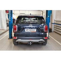 HPL-20-991122.00 PT GROUP Фаркоп на Hyundai Palisade 2021- (cборка РФ, Корея) без подрезки бампера. Тип шара: E (легкосъемный шар под квадрат). Нагрузки: 2000/75 кг, масс