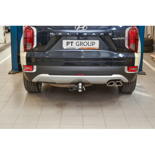 HPL-20-991122.00 PT GROUP Фаркоп на Hyundai Palisade 2021- (cборка РФ, Корея) без подрезки бампера. Тип шара: E (легкосъемный шар под квадрат). Нагрузки: 2000/75 кг, масса фаркопа 23 кг (без электрики в комплекте)