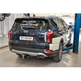 HPL-20-991122.00 PT GROUP Фаркоп на Hyundai Palisade 2021- (cборка РФ, Корея) без подрезки бампера. Тип шара: E (легкосъемный шар под квадрат). Нагрузки: 2000/75 кг, масс