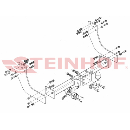 I-017 STEINHOF Фаркоп на Iveco Daily 35S фургон со ступенькой (межосевое: 3520 мм) (свес: 1520 мм) (одинарные колеса) 2014- без снятия и подрезки бампера. Тип шара: F. Нагрузки: 3500/200 кг, масса фаркопа 29,2 кг (без электрики в комплекте)