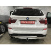 B019C GALIA Полностью оцинкованный фаркоп на BMW X3 F25 2010-2017, BMW X4 F26 2014-2018, кроме моделей с M-пакетом. Подрозетник убирается за бампер. Тип шара: C (горизонтальный съемный). Установка без выреза бампера. Нагрузки: 2400/100 кг, масса фаркопа 1
