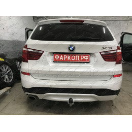 B019C GALIA Полностью оцинкованный фаркоп на BMW X3 F25 2010-2017, BMW X4 F26 2014-2018, кроме моделей с M-пакетом. Подрозетник убирается за бампер. Тип шара: C (гори