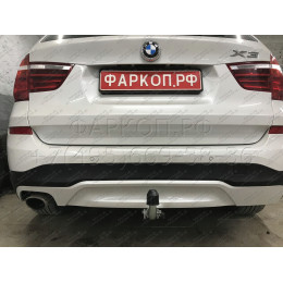 B019C GALIA Полностью оцинкованный фаркоп на BMW X3 F25 2010-2017, BMW X4 F26 2014-2018, кроме моделей с M-пакетом. Подрозетник убирается за бампер. Тип шара: C (гори
