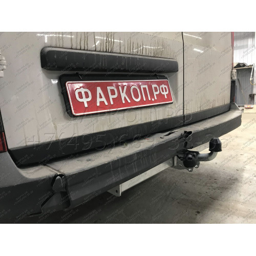 V086A GALIA Полностью оцинкованный фаркоп на Volkswagen Crafter II фургон без ступеньки 2017-, MAN TGE фургон без ступеньки 2016-. Тип шара: A. Установка без снятия и выреза бампера. Нагрузки: 3500/150 кг, масса фаркопа 21,22 кг
