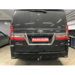 4510.12 SHERIFF Фаркоп на Toyota Hiace 2019-, Toyota Granvia 2019-. Необходима подрезка бампера. Тип шара: A. Нагрузки: 2500/100 кг, масса фаркопа 18,64 кг (без электрики в ко