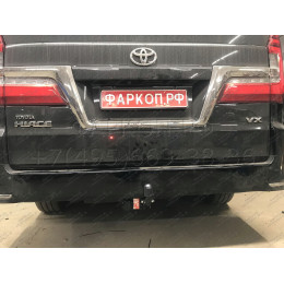 4510.12 SHERIFF Фаркоп на Toyota Hiace 2019-, Toyota Granvia 2019-. Необходима подрезка бампера. Тип шара: A. Нагрузки: 2500/100 кг, масса фаркопа 18,64 кг (без электрики в ко