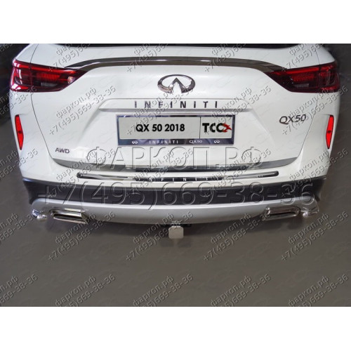 TCU00127 ТСС Фаркоп на Infiniti QX50 2018- без подрезки бампера. Тип шара: E (шаровый узел под американский квадрат). Нагрузки: 1600/100 кг