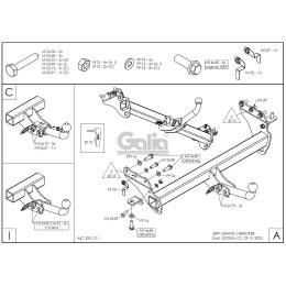 J010C GALIA Полностью оцинкованный фаркоп на Jeep Grand Cherokee WK2 2010-2021. Тип шара: C (горизонтальный съемный). Установка без выреза бампера. Нагрузки: 3500/17