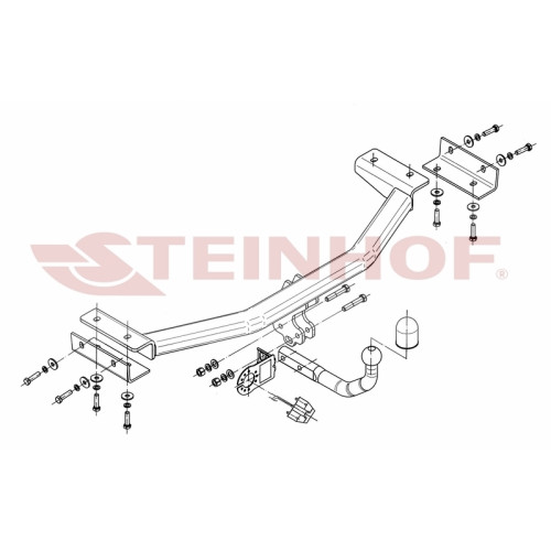 K-028 STEINHOF Фаркоп на Kia Sportage 2010-2015 без снятия и подрезки бампера. Тип шара: A. Нагрузки: 2000/80 кг, масса фаркопа 17,9 кг (без электрики в комплекте)