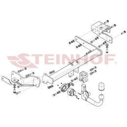 K-092 STEINHOF Фаркоп на Kia Sorento 2020- без снятия и подрезки бампера. Тип шара: AV (вертикальное быстросъемное крепление шара на ключе). Нагрузки: 2500/120 к