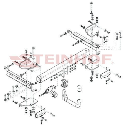 M-129 STEINHOF Фаркоп на Mercedes GLE-Class w166 2015-2019, Mercedes M-Class w164 2006-2012, M-Class w166 2012-2015. Требуется подрезка бампера. Тип шара: AV (вертикальное быстросъемное крепление шара на ключе). Нагрузки: 3500/140 кг, масса фаркопа 34,2 к