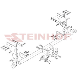 M-361 STEINHOF Фаркоп на Mitsubishi L200 2019-2023 без подрезки бампера. Тип шара: F. Нагрузки: 3500/140 кг, масса фаркопа 35,5 кг (без электрики в комплекте)