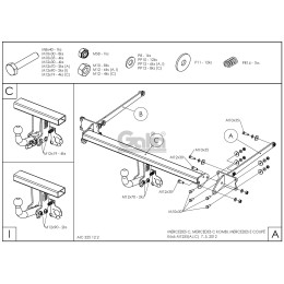 M125C GALIA Полностью оцинкованный фаркоп на Mercedes C-Class w204 седан 2007-2014 / s204 универсал 2007-2014, не подходит для AMG, не подходит на широкий бампер. Подро