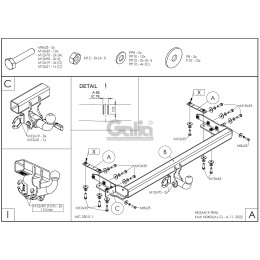 N040C GALIA Полностью оцинкованный фаркоп на Nissan X-Trail T30 2001-2007. Тип шара: C (горизонтальный съемный). Подрезка бампера. Нагрузки: 2100/100 кг, масса фарк