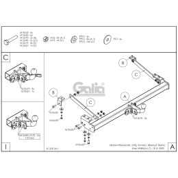 N048C GALIA Полностью оцинкованный фаркоп на Nissan Primastar 2002-2014, Opel Vivaro 2002-2014, Renault Trafic 2002-2014. Тип шара: C (горизонтальный съемный). Установка без снятия