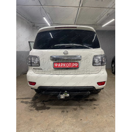 N124-F Лидер-плюс ТСУ для Nissan Patrol Y62 2010-2025 без снятия и выреза бампера. Тип шара: F. Нагрузки: 2000/100 кг, масса фаркопа 23,9 кг (без электрики в комплек