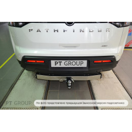 NPA-22-991124.00 PT GROUP Фаркоп с нержавеющей накладкой на Nissan Pathfinder R53 2022- без подрезки бампера. Тип шара: E (легкосъемный шар под квадрат). Нагрузки: 2750