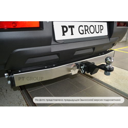NPA-22-991124.00 PT GROUP Фаркоп с нержавеющей накладкой на Nissan Pathfinder R53 2022- без подрезки бампера. Тип шара: E (легкосъемный шар под квадрат). Нагрузки: 2750/158 кг, масса фаркопа 18 кг (без электрики в комплекте)