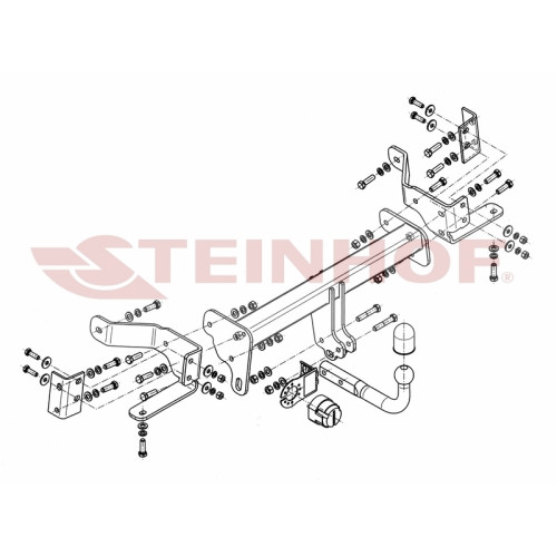 O-093 STEINHOF Фаркоп на Opel Antara, кроме flex-fix 02/2007-2017 без снятия и подрезки бампера. Тип шара: A. Нагрузки: 2300/100 кг, масса фаркопа 19,7 кг (без электрики в комплекте)