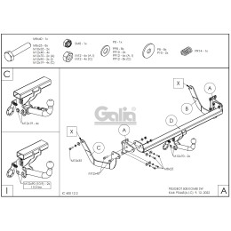 P044A GALIA Полностью оцинкованный фаркоп на Peugeot 508 универсал 2011-2019. Подрозетник убирается за бампер. Тип шара: A. Невидимый вырез бампера. Нагруз