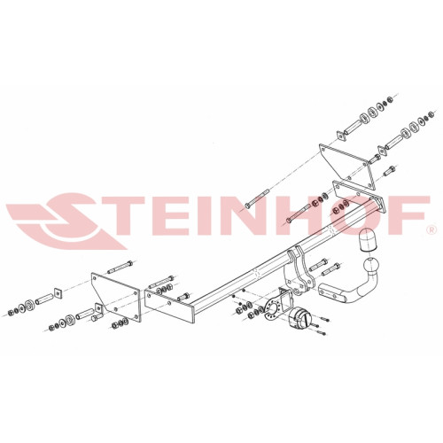 R-041 STEINHOF Фаркоп на Renault Grand Modus 2008-2012 без снятия и подрезки бампера. Тип шара: A. Нагрузки: 1200/75 кг, масса фаркопа 14,4 кг (без электрики в комплекте)