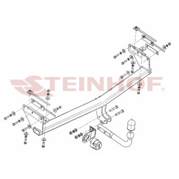 R-066 STEINHOF Фаркоп на Renault Koleos 2008-2011, 2011-2016 без подрезки бампера. Тип шара: A. Нагрузки: 2000/100 кг, масса фаркопа 17,3 кг (без электрики в комплекте)