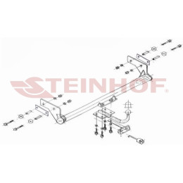 R-070 STEINHOF Фаркоп на Renault Kangoo I, кроме Maxi 10/1997-2008 без снятия и подрезки бампера. Тип шара: H (сварное крепление шара). Нагрузки: 1350/75 кг, масса фарко