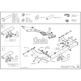 R015C GALIA Полностью оцинкованный фаркоп на Renault Megane I седан 1996-2003. Тип шара: C (горизонтальный съемный). Установка без снятия и выреза бампера. На