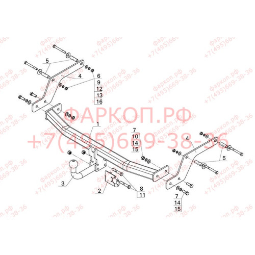 RN 11 AVTOS Фаркоп на Renault Sandero 2014-2022, Dacia Sandero 2013-2022. Требуется подрезка бампера. Тип шара: A. Нагрузки: 1200/75 кг, масса фаркопа 14,5 кг (без электрики в комплекте)