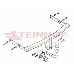 S-150 STEINHOF Фаркоп на Seat Ibiza хетчбек 3/5 дверей (6J), кроме Coupra 07/2008-2017, Seat Ibiza универсал 2010-2017. Требуется подрезка бампера. Тип шара: A. Нагрузки: 1400/75 к