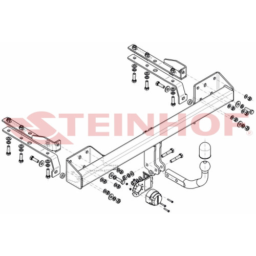 S-416 STEINHOF Фаркоп на Subaru Legacy универсал 2009-2018. Требуется подрезка бампера. Тип шара: A. Нагрузки: 1800/80 кг, масса фаркопа 19,8 кг (без электрики в комплекте)
