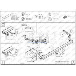 S107A GALIA Полностью оцинкованный фаркоп на Suzuki SX4 S-Cross 2013-2021 2WD/4WD. Подрозетник убирается за бампер. Невидимый вырез бампера. Тип шара: A. Нагрузки