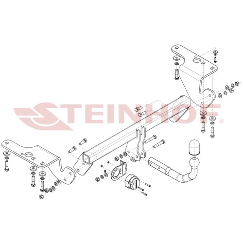T-098 STEINHOF Фаркоп на Toyota Avensis универсал T27 2009-2018 без подрезки бампера. Тип шара: A. Нагрузки: 1800/80 кг, масса фаркопа 19,3 кг (без электрики в комплекте)