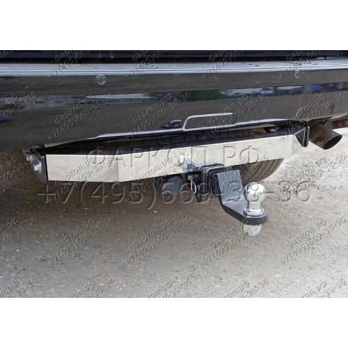 TCU00025 ТСС Фаркоп на Toyota Land Cruiser Prado 150 2009-2023 с накладкой с надписью Prado без подрезки бампера. Тип шара: E (шаровый узел под американский квадрат). Нагрузки: 1800/120 кг