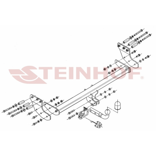 V-300 STEINHOF Фаркоп на Volvo XC90 2003-2015. Требуется подрезка бампера. Тип шара: A. Нагрузки: 2250/90 кг, масса фаркопа 18,8 кг (без электрики в комплекте)